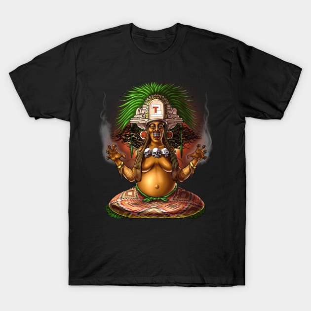 Aztec Mythology Deity Cihuateteo T-Shirt by underheaven